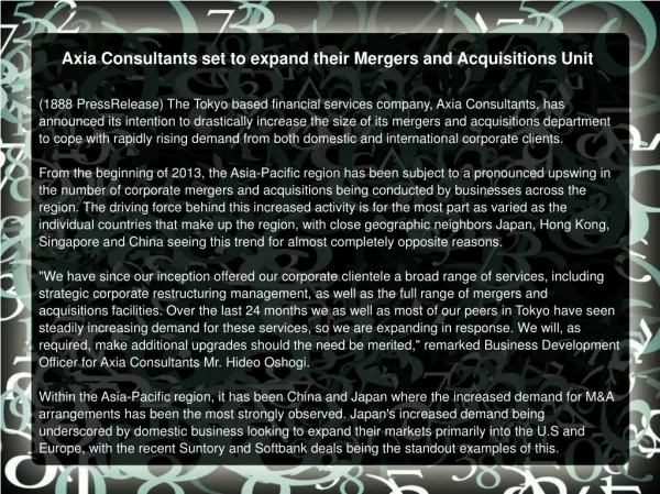 Axia Consultants set to expand their Mergers
