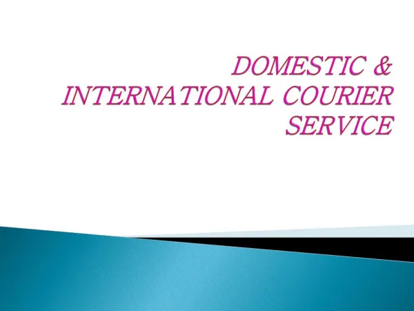 Domestic and International Courier Service