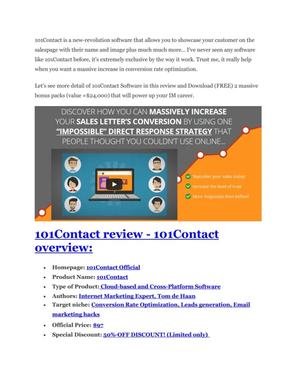 101Contact Review-(FREE) $32,000 Bonus & Discount