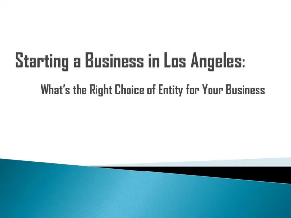 Starting a Business Los Angeles