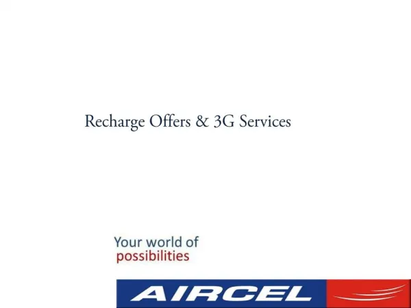 Aircel Online Recharge with Special 3G Offers