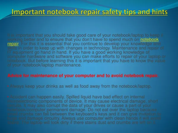 Important notebook repair safety tips and hints