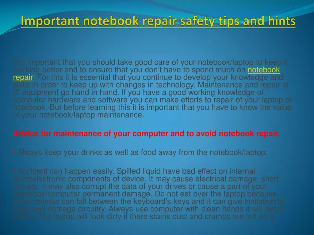 important notebook repair safety tips and hints