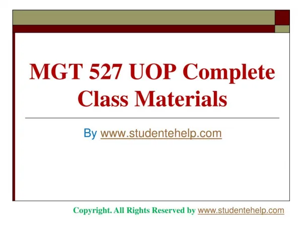 MGT 527 UOP Complete Class Materials