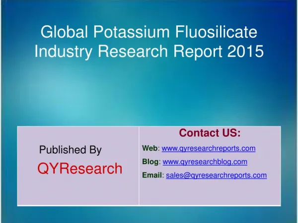 Global Potassium Fluosilicate Market 2015 Industry Research,