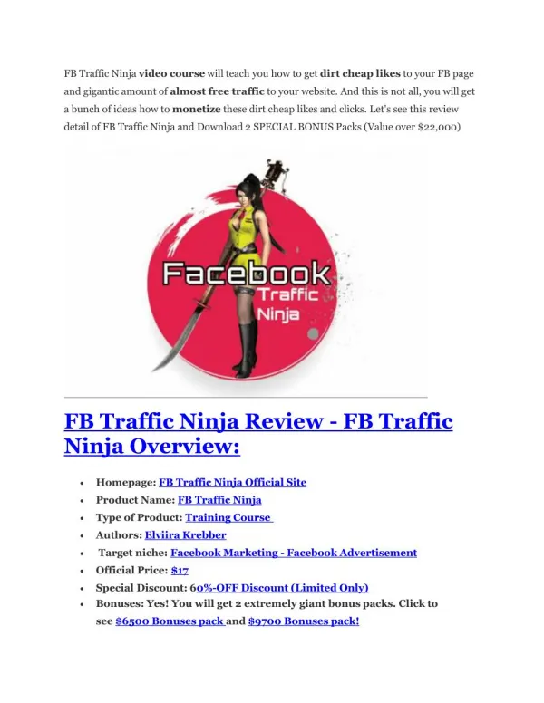 FB traffic ninja review – 65% Discount and FREE $14300 BONU
