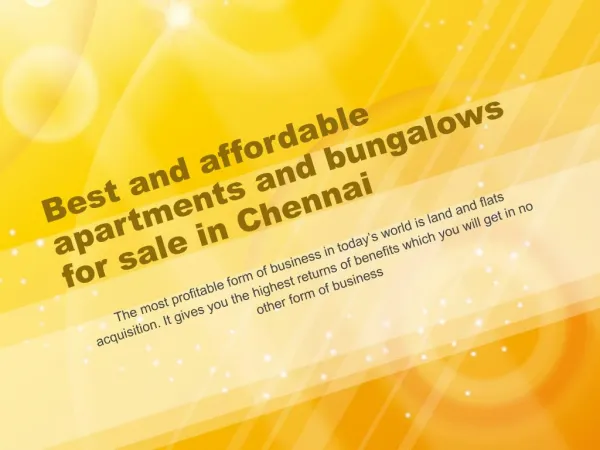 Best and affordable apartments and bungalows for sale in Che