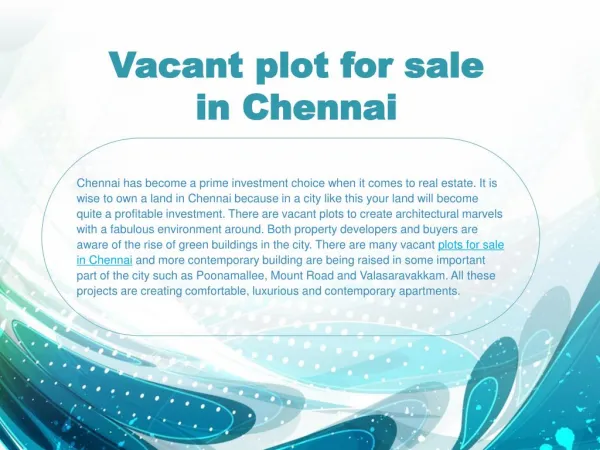 Vacant plot for sale in Chennai