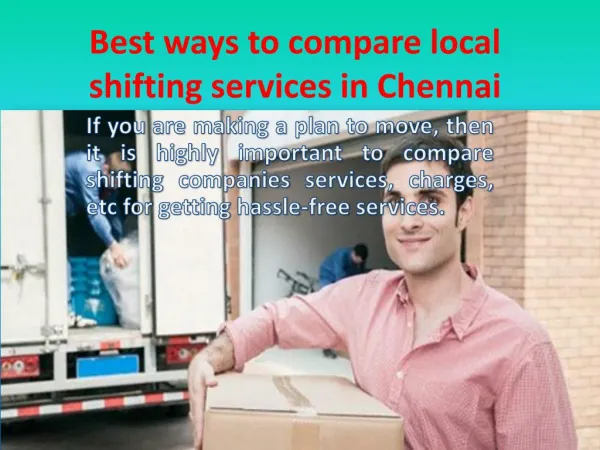 Best ways to compare local shifting services in Chennai