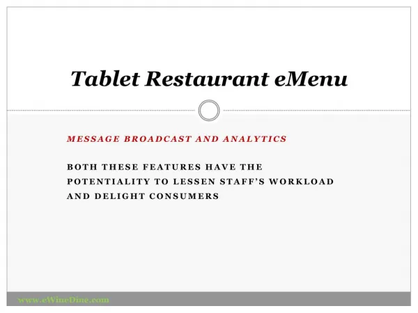 Tablet Restaurant eMenu with exclusive features