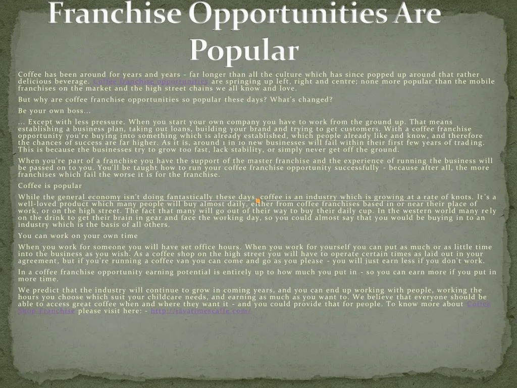 java times caffe coffee franchise opportunities are popular