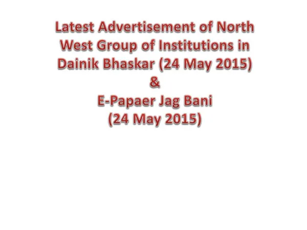 Advertisement of North West Group of Institutions