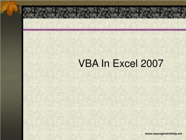 Learn VBA EXCEL 200y with myassignmenthelp.net