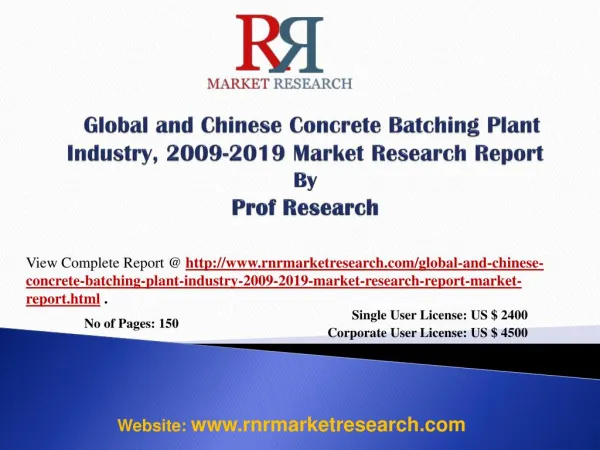 2019 Global and China Concrete Batching Plant Industry Analy