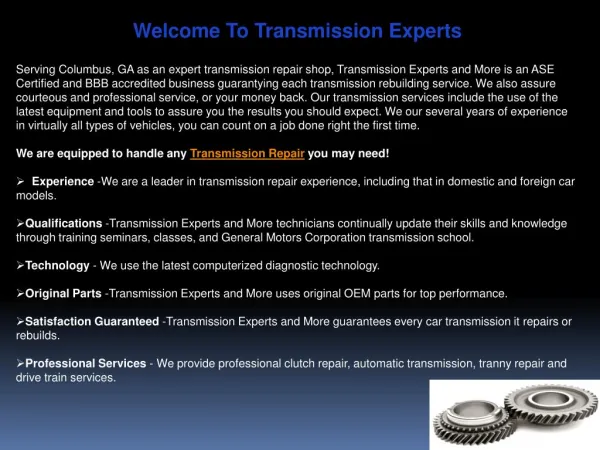 Transmission Experts