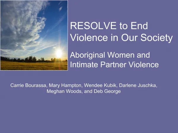 RESOLVE to End Violence in Our Society