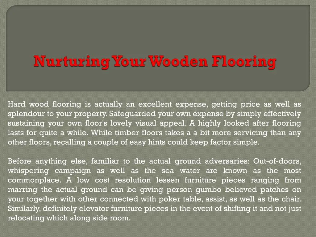 nurturing your wooden flooring