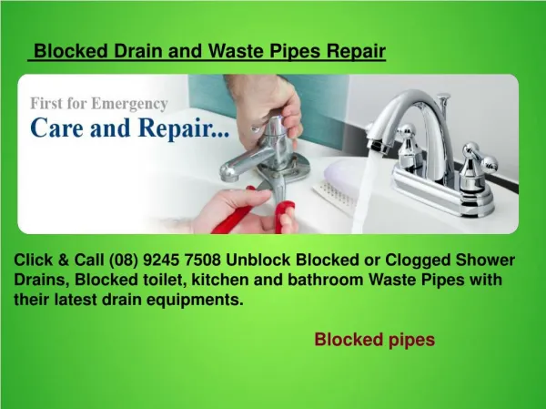 Blocked Drain and Waste Pipes Repair