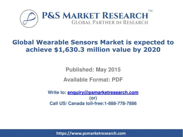 Global Wearable Sensors Market is expected to achieve $1,630