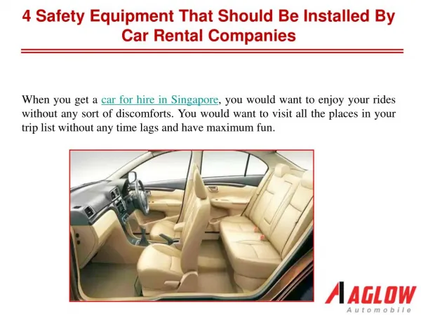 4 safety equipment that should be installed by car rental co