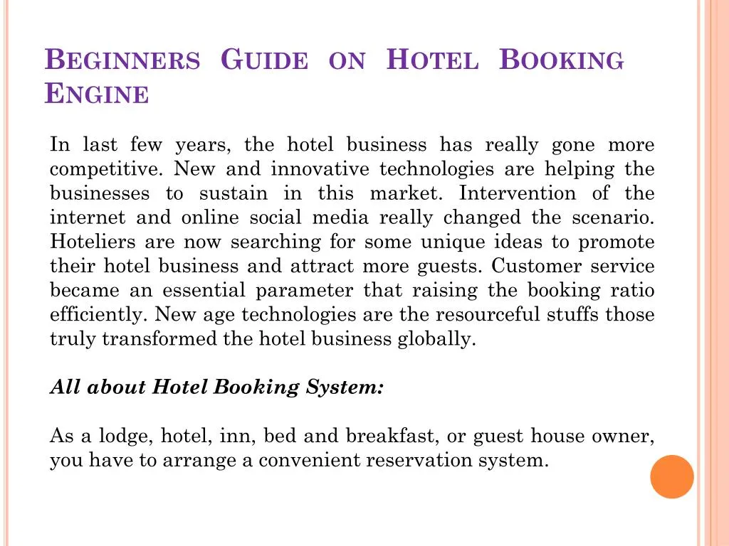 beginners guide on hotel booking engine