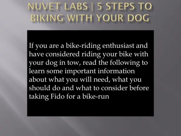 NuVet Labs 5 Steps to Biking with Your Dog