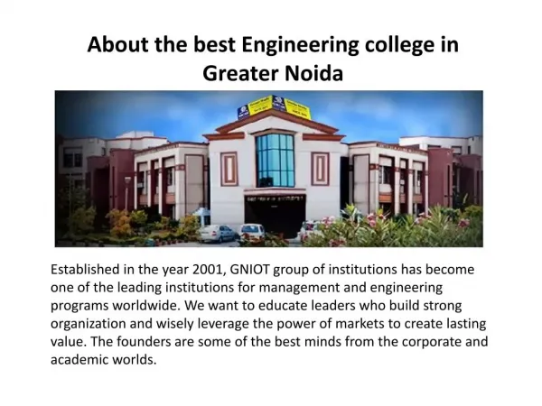 About the best Engineering college in Greater Noida