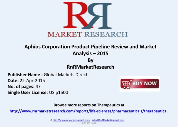 Aphios Corporation Product Pipeline Market Review – 2015