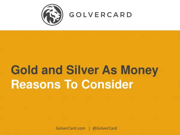 Why We See Gold and Silver As Money