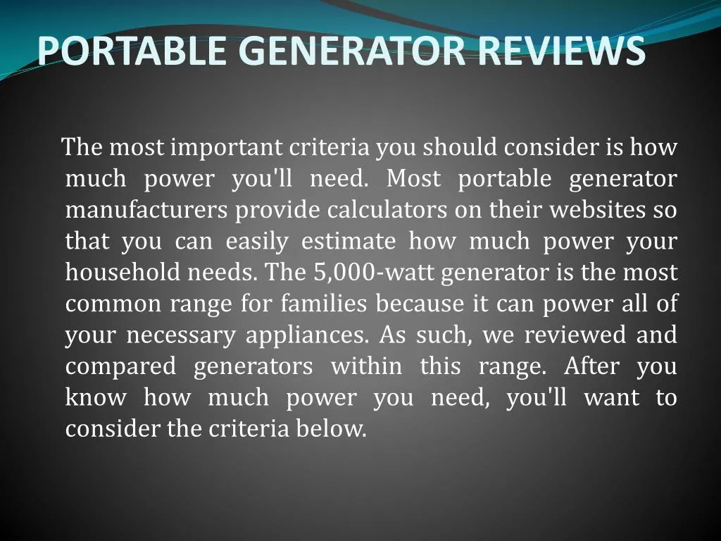 portable generator reviews