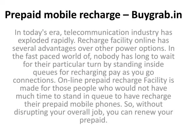 Prepaid mobile recharge India