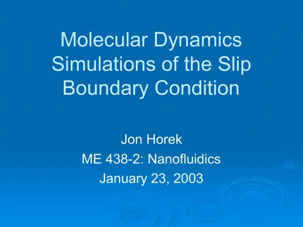 Molecular Dynamics Simulations of the Slip Boundary Condition