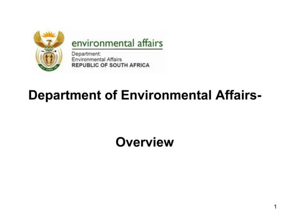 Department of Environmental Affairs- Overview