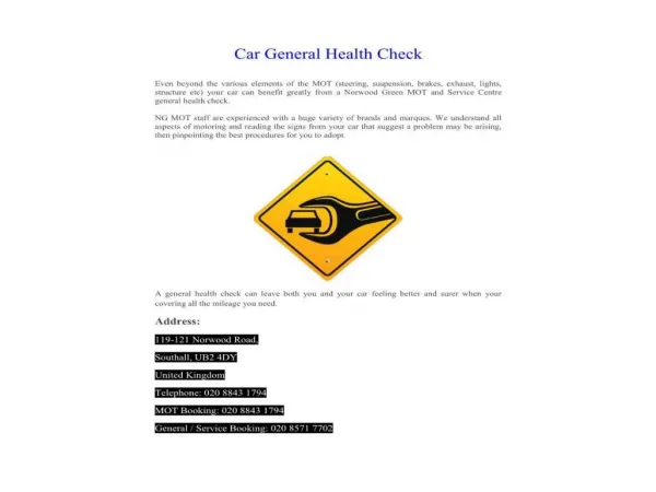 Car General Health Check