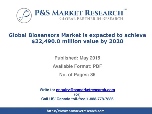 Global Biosensors Market Forecast to 2020