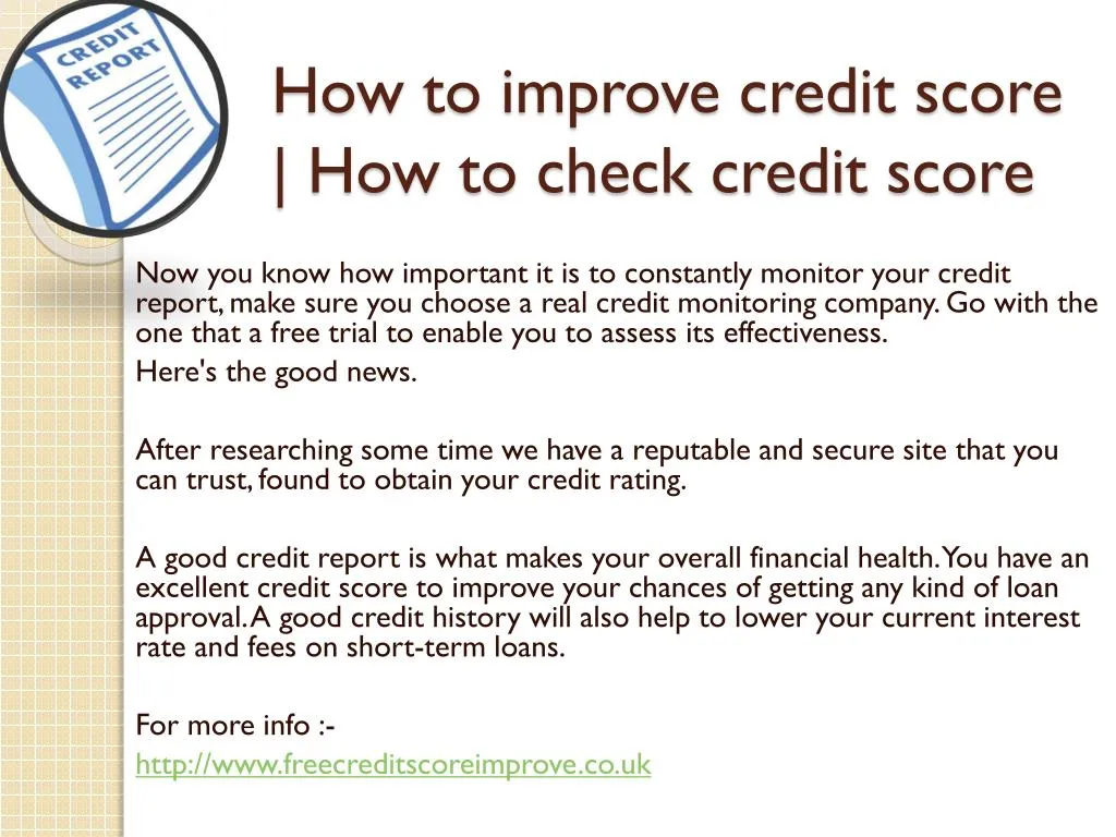 how to improve credit score how to check credit score
