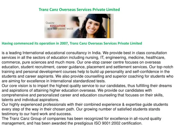 Tranz Canz Overseas Services Private Limited