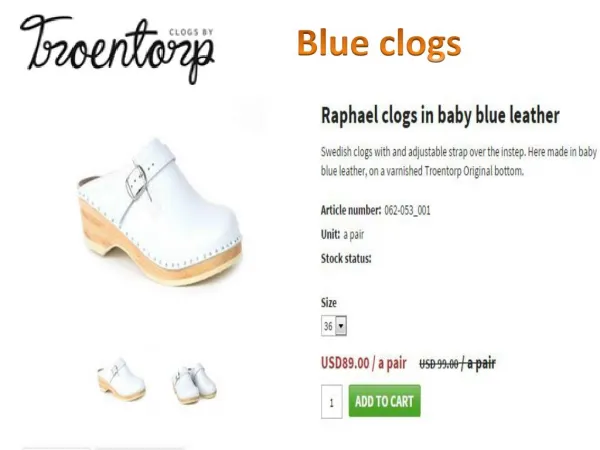 Blue Clogs- troentorpsclogs.com