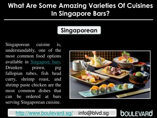 What are some amazing varieties of cuisines in Singapore bar