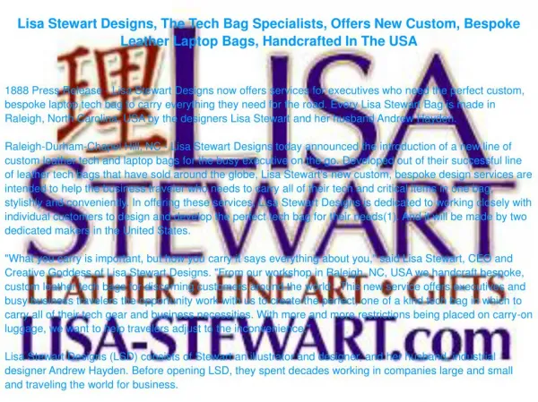 Lisa Stewart Designs, The Tech Bag Specialists