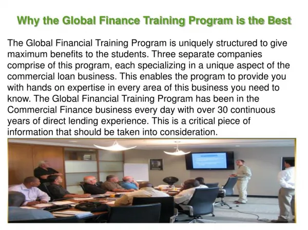 Why the Global Finance Training Program is the Best