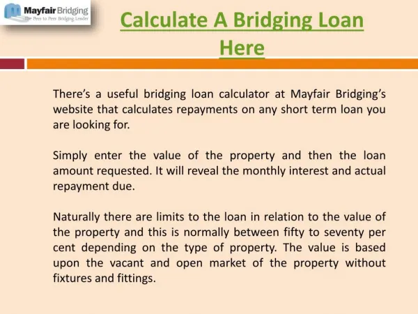 Calculate A Bridging Loan Here