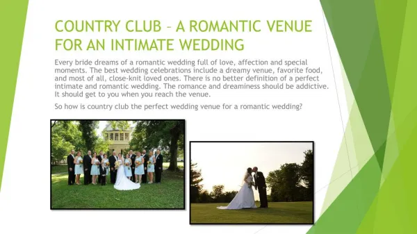 Country Club – A Romantic Venue For An Intimate Wedding