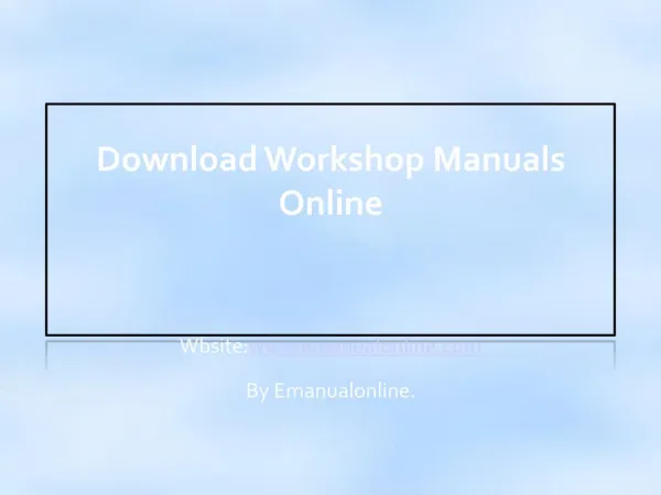 Download Workshop Manuals Online