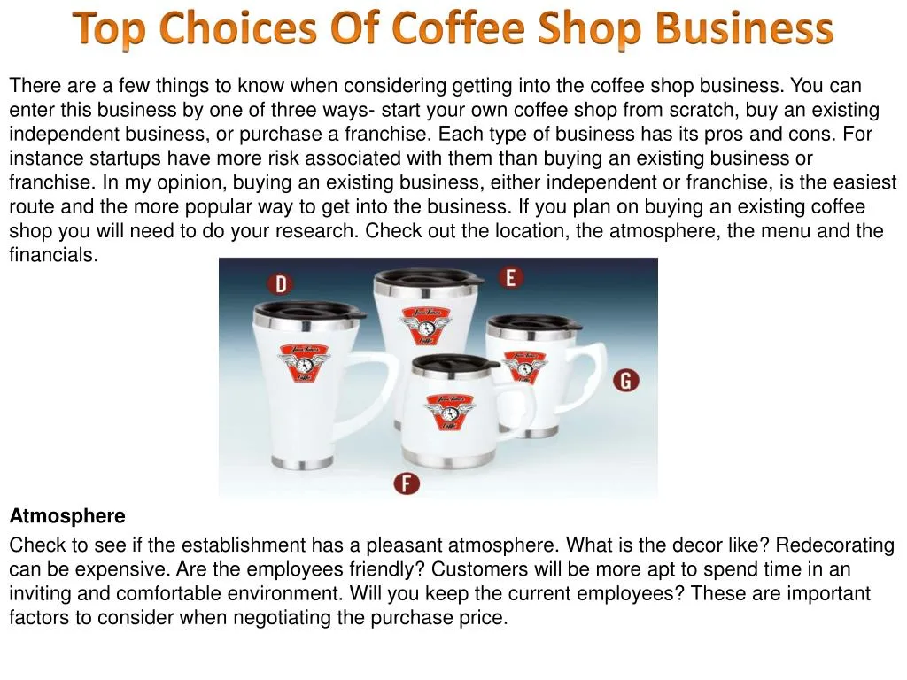 top choices of coffee shop business
