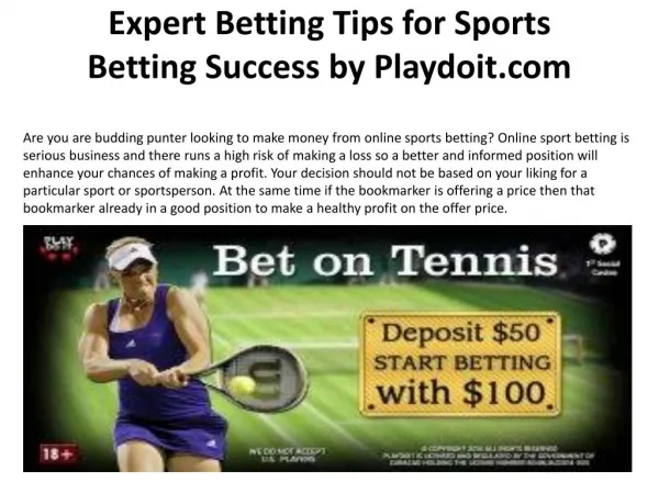 Expert Betting Tips for Sports Betting Success by Playdoit.c