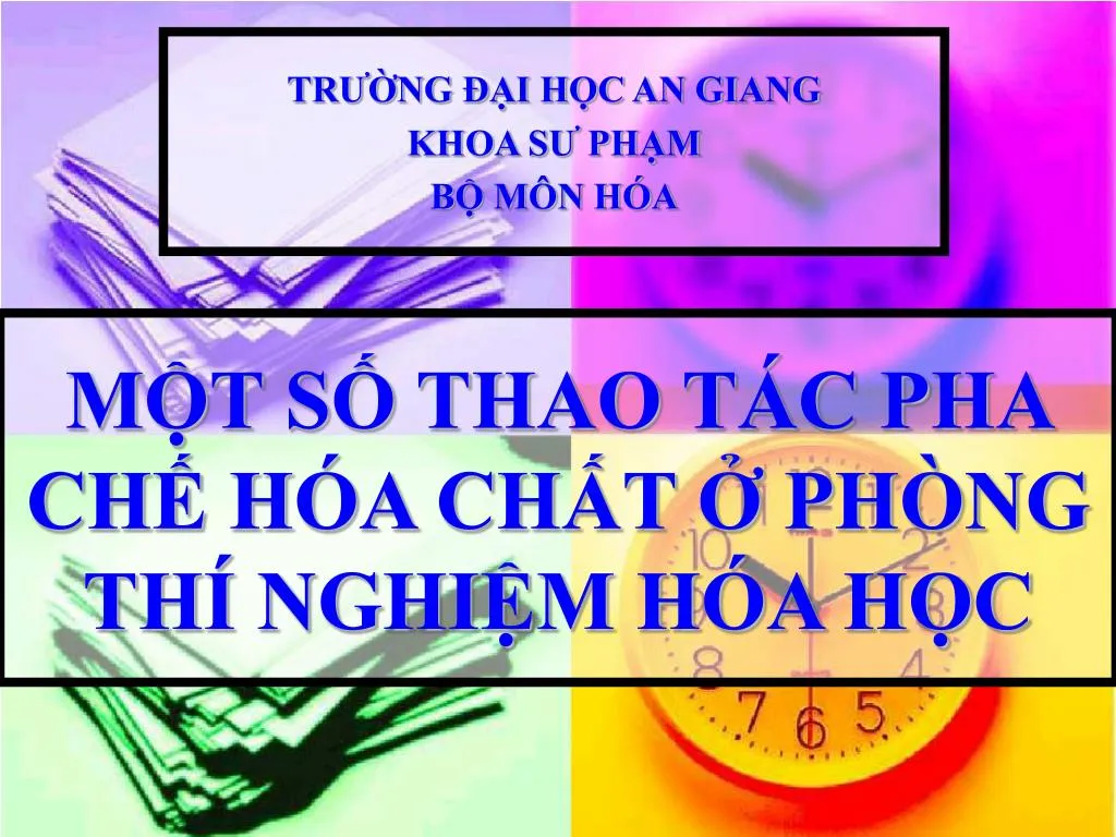 m t s thao t c pha ch h a ch t ph ng th nghi m h a h c