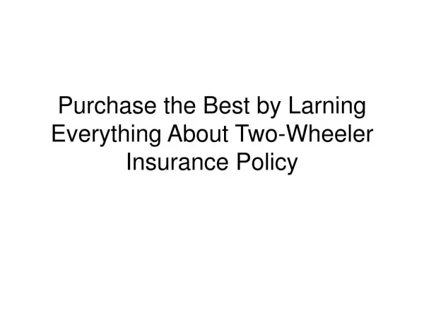 Two-Wheeler Insurance Policy Online in India