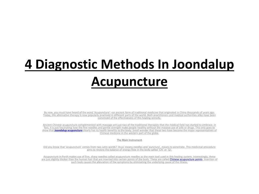 4 diagnostic methods in joondalup acupuncture