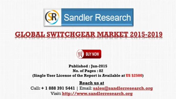 World Switchgear Market to Grow at 10% CAGR to 2019 Says a N
